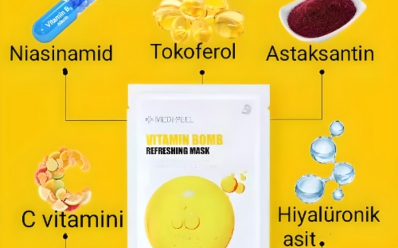  MEDI-PEEL Vitamin Bomb Refreshing Mask(kırışıklıklar ve donukluklara karşı vitaminli yüz maskesi, 25 ml)