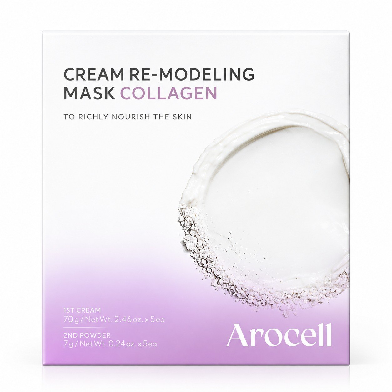 Kolajen, PDRN ve EGF İçeren Profesyonel Aljinat Maske AROCELL Cream Remodeling Mask Collagen, 1 ADET